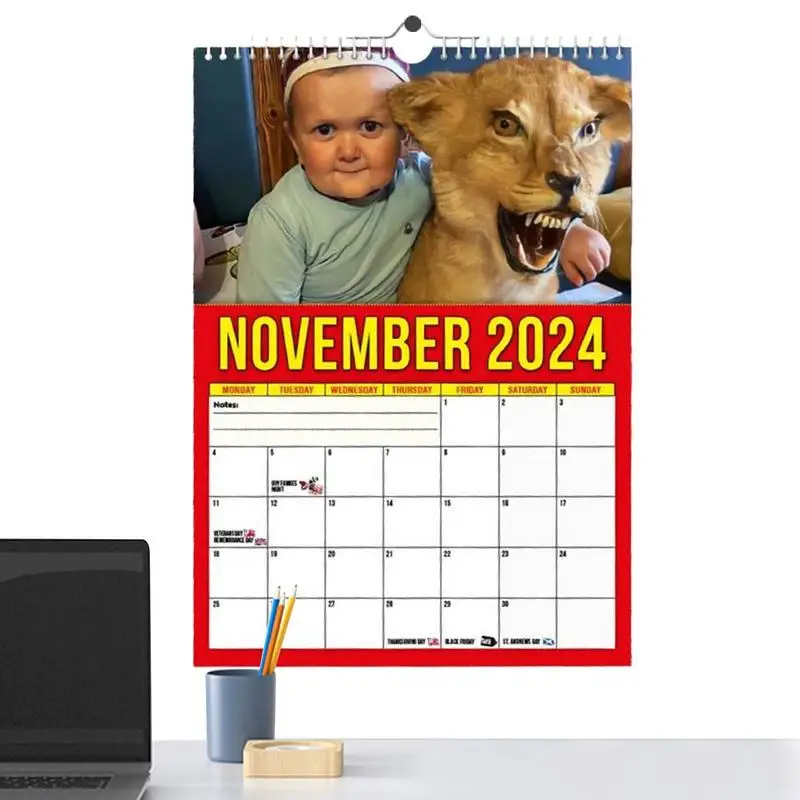 

12 Month Planners Calendars Funny 2024 Wall Calendar With Note Section Novelty Gifts For Dining Room Bedroom Study Room Entrance