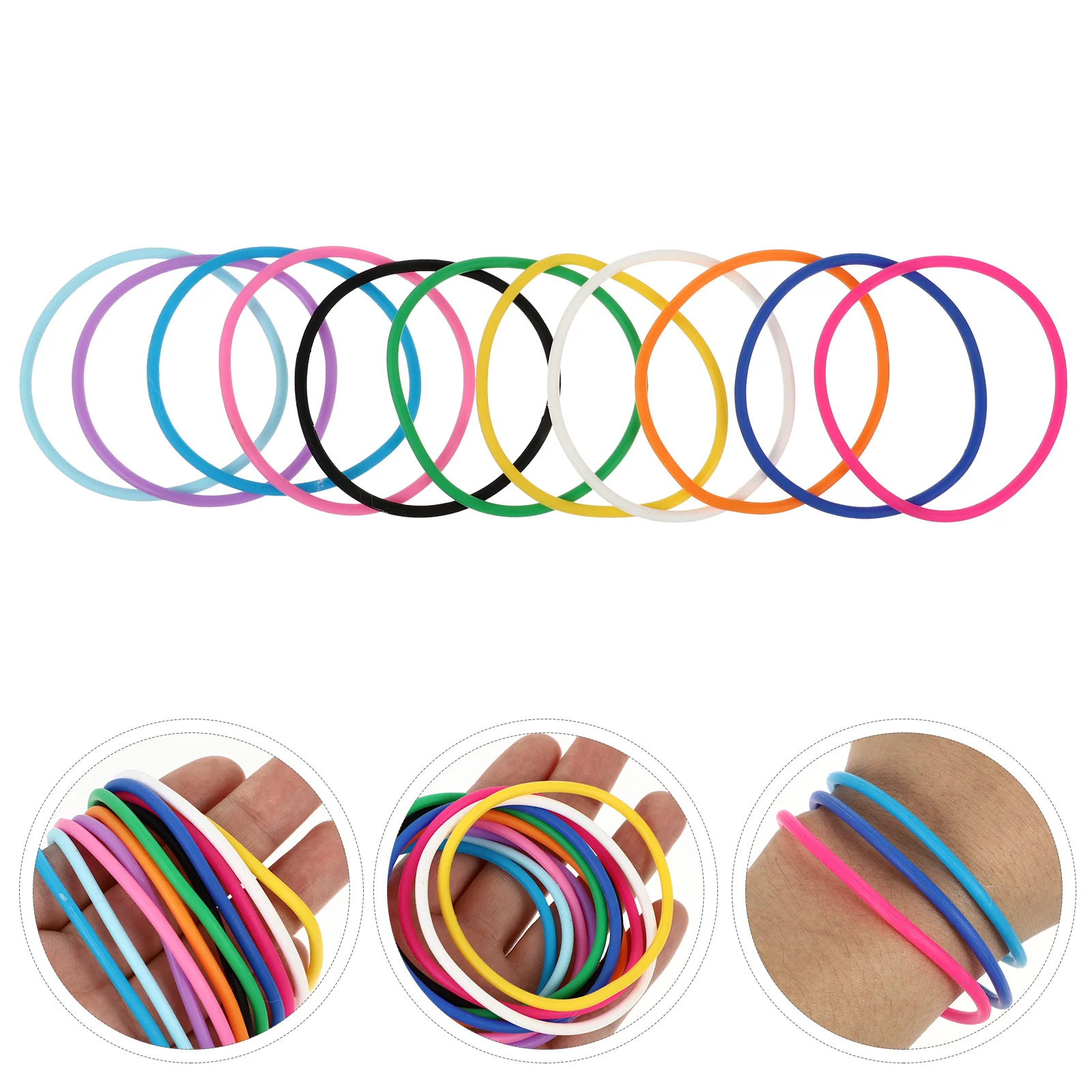 

10 Pcs Silicone Bracelet Adjustable Friendship Bracelets for Kids Jelly Wristband Colored Wristbands 80's