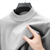 Autumn Mens Half Turtleneck Sweater Mock Neck Knitted Sweaters Solid Color Pullovers Breathable Warm Winter Outdoor Streetwear 4