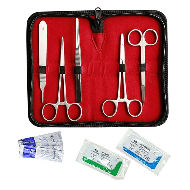 

3X Suture Kit, Training Instruments With Scalpel Blades For Veterinarian,Biology And Dissection Lab Students