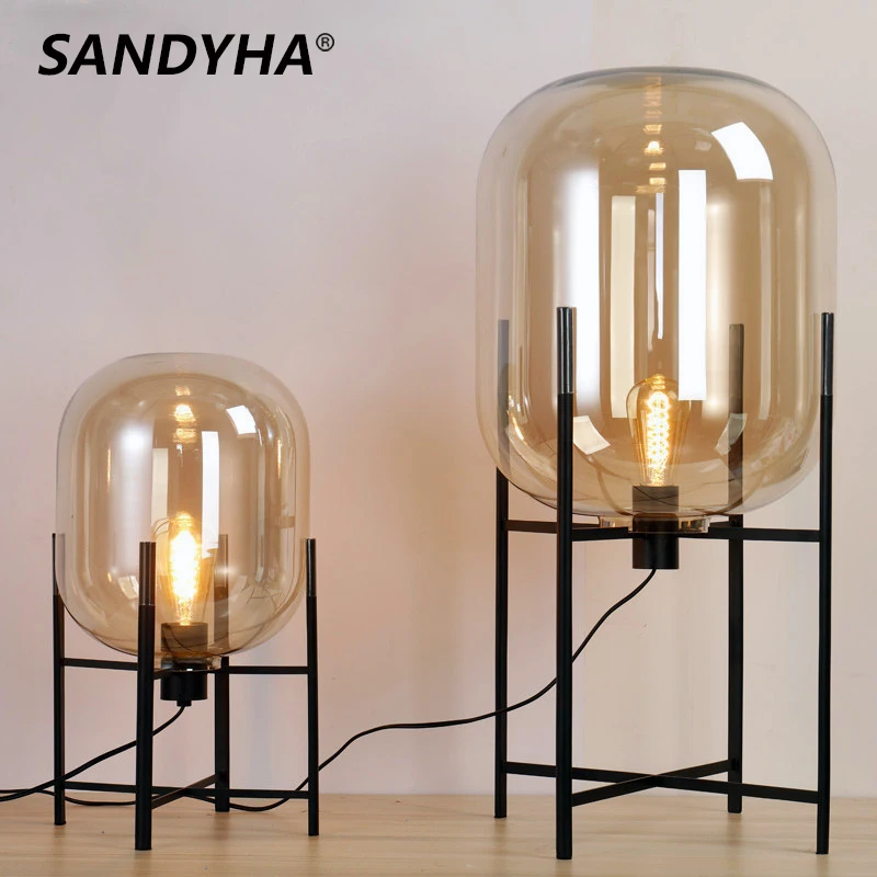 

Modern Table Lamp Modern Nordic Glass Ball Luxury Standing Desk Light for Living Room Bedroom Bedside Office Led Decor Fixtures