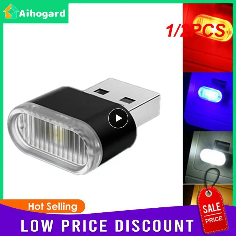 

1/2 шт., Автомобильные светодиодные мини-лампы USB