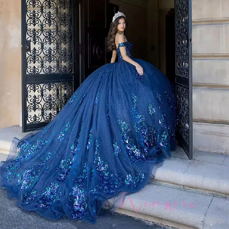 chinese dress ladies Chic Dark Navy Long Prom Dresses Sequins Lace Layered Evening Dress #T   SELINADRESS