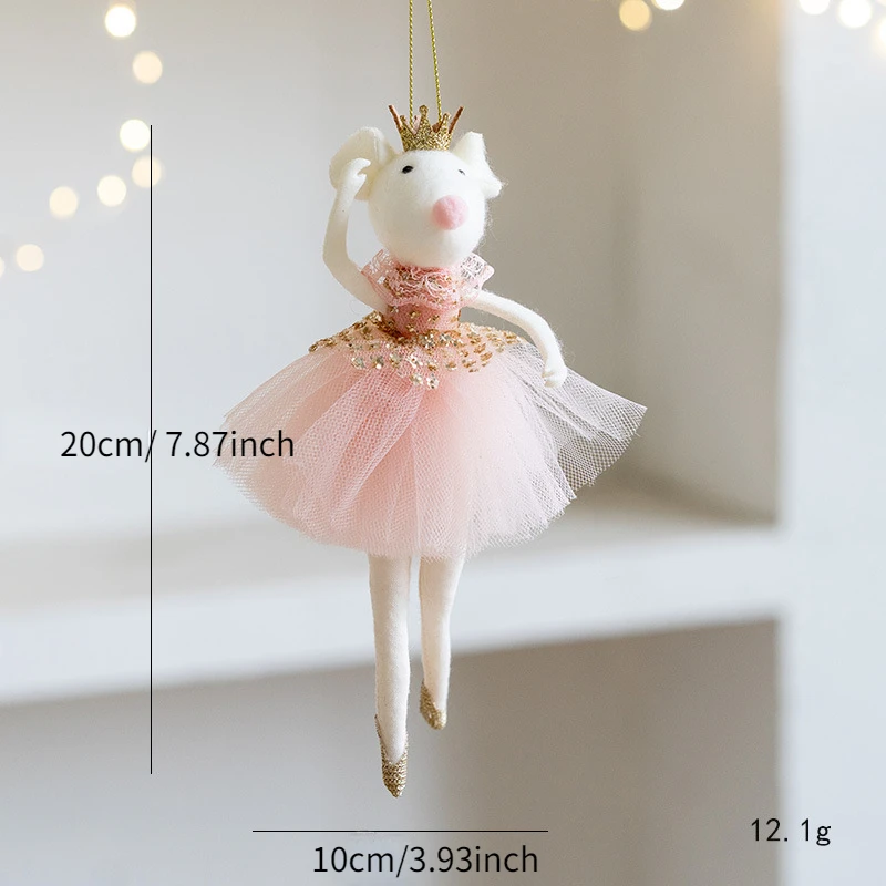 thumbnail image 1 of Nuevo colgante de muñeca de ratón de Navidad, ángel de ballet para niña, colgante de árbol de Navidad, colgante de peluche, decoración navideña, regalos de Año Nuevo, 1 of 5