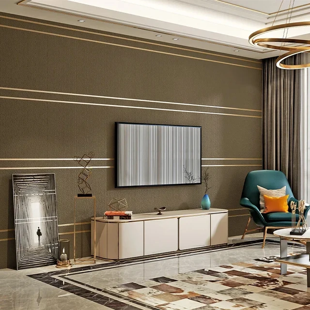 3D Wallpaper Modern Simple Striped Pattern Living Room Tv Background Home Decor Non-woven Fabric Non Self Adhesive Wall Sticker 3