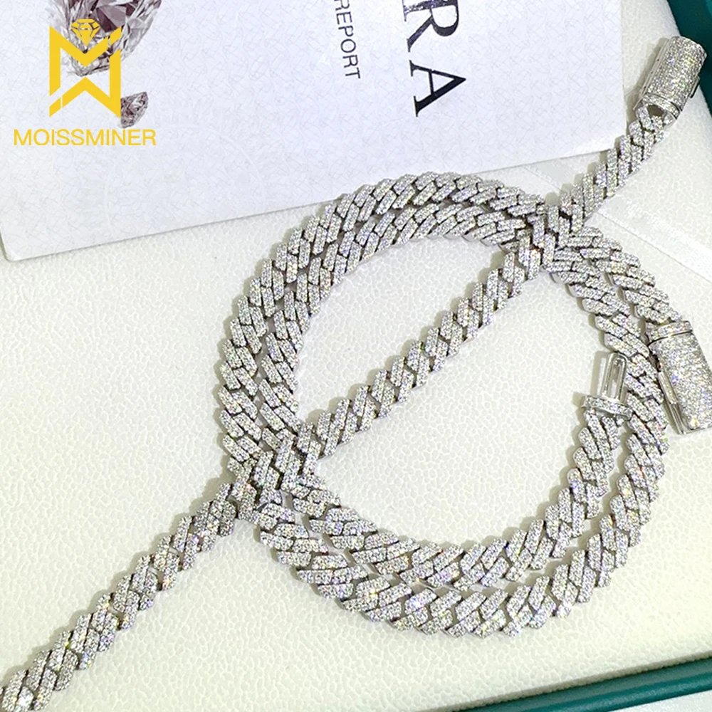 

8mm VVS Moissanite Cuban Chain Necklace For Men Women S925 Silver Iced Out Necklaces Pass Diamonds Tester With GRA Free Shipping