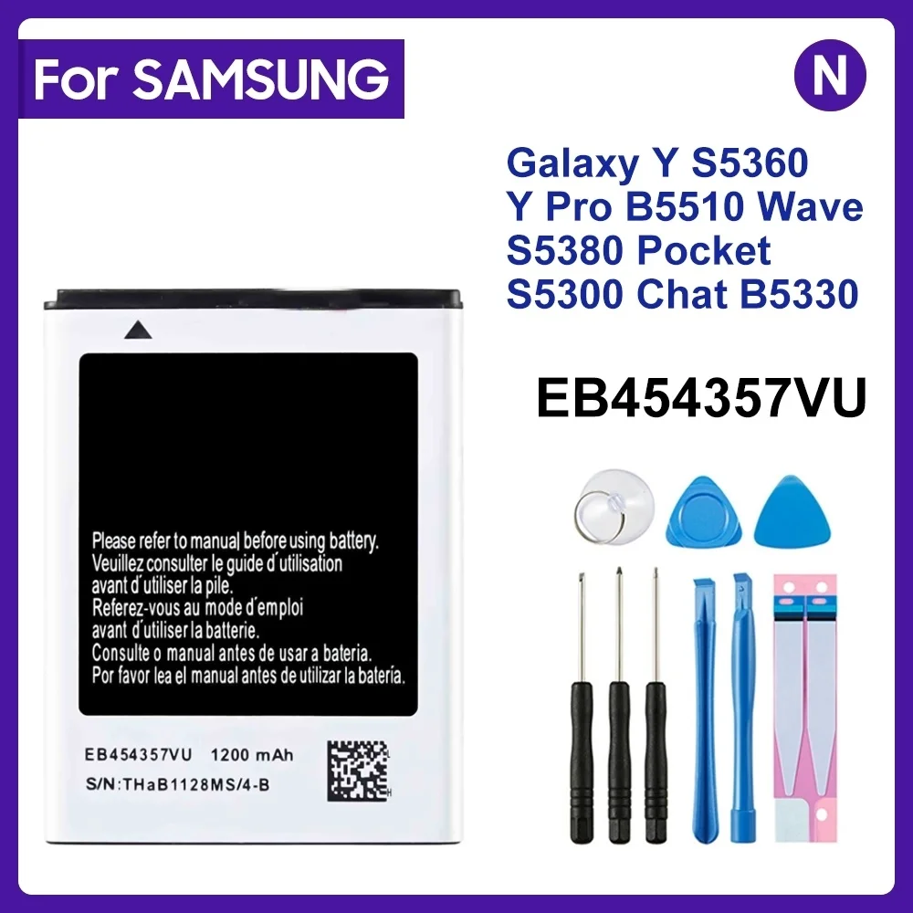 Батарея для SAMSUNG EB454357VU 1200 мАч, для Samsung Galaxy Y S5360 Y Pro B5510 Wave S5380 S5368 Pocket S5300 Chat B5330