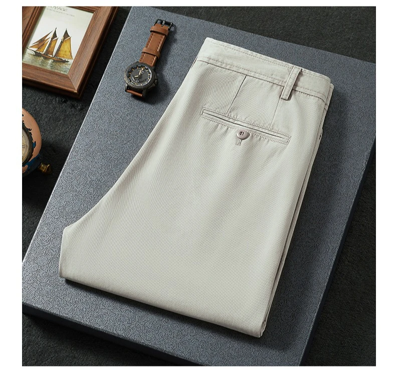100% Baumwolle Gerade Casual Hosen Herbst Neue Mode Lose Komfortable Verdickte Business Hosen Männliche Einfarbig Klassische Hosen – Detail 9
