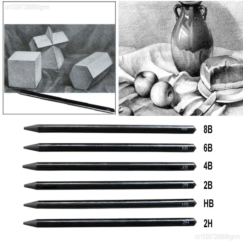 6Pcs/Set Professional Woodless Graphite Charcoal Pencils HB / 2H / 2B / 4B / 6B / 8B Soft Medium Hard For Art Sketching Drawing 3