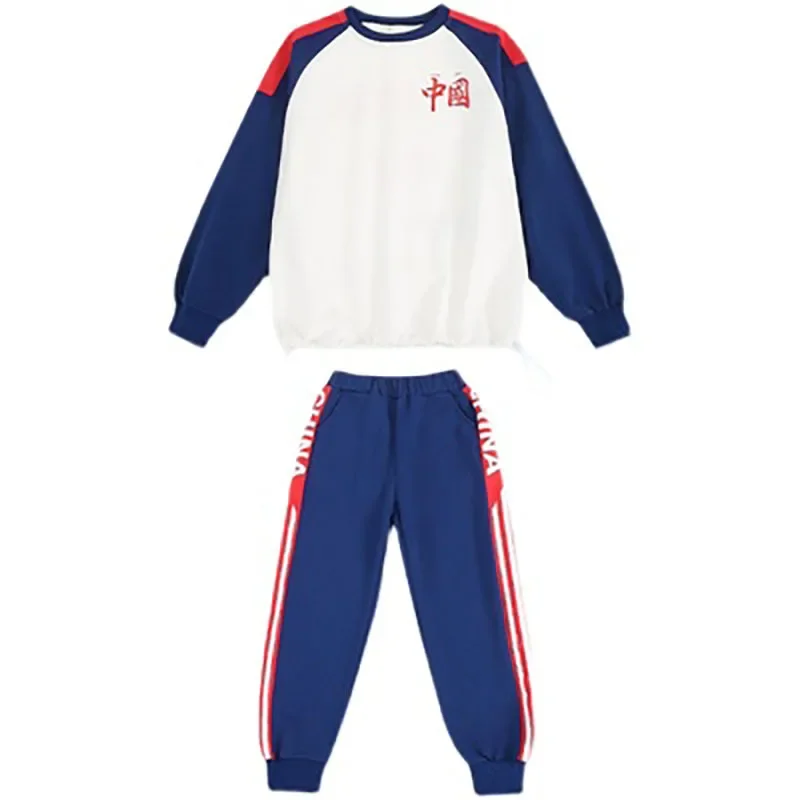 

Teen Children Clothes 3-11 year Girl Costume Tracksuit China Tops and Pants 2PCS Kids Spring Outfits Set