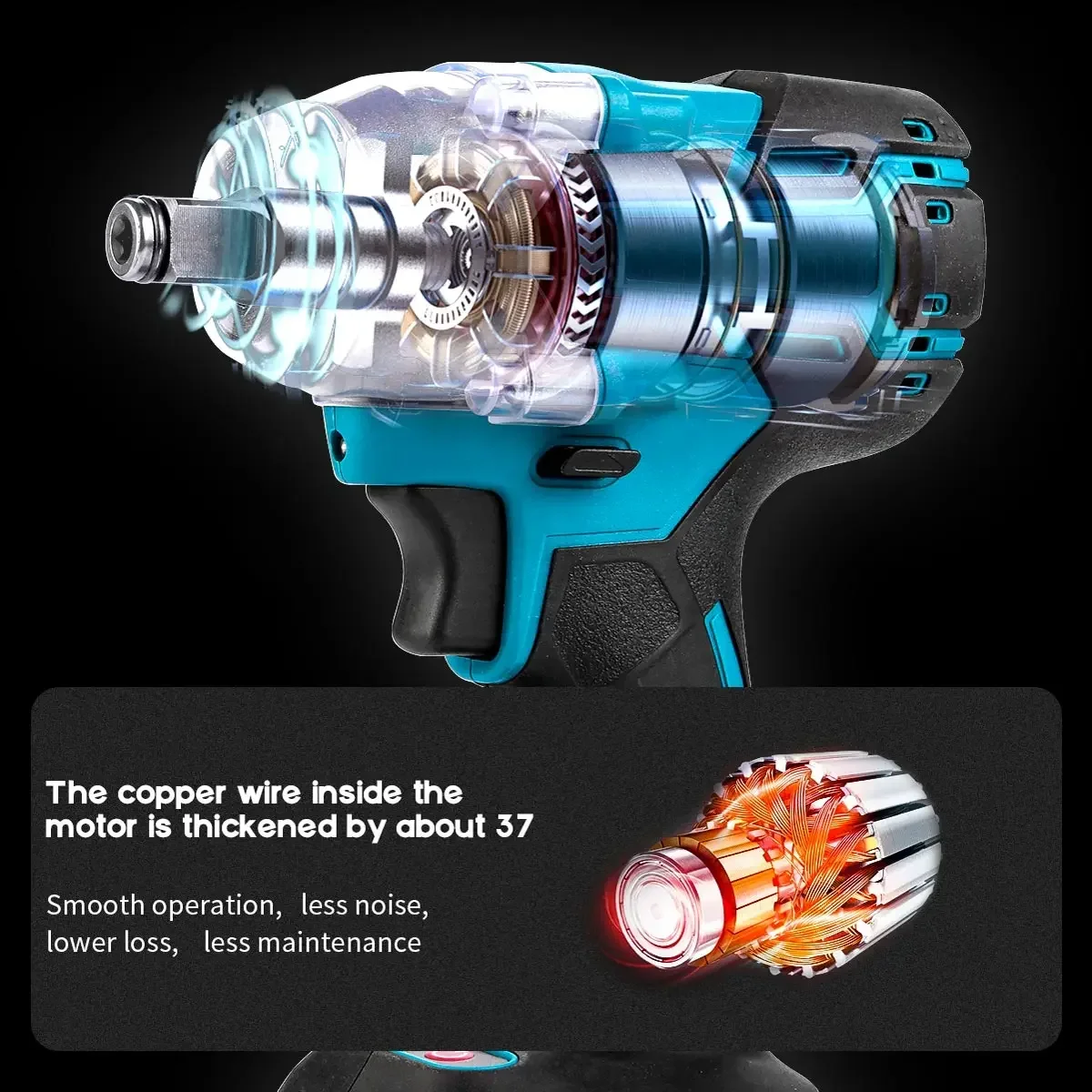 브러시리스 전기 임팩트 렌치, 마키타 배터리에 적합한 LED 조명, 18V, 21V, 2 in 1, 1/2 인치 전동 공구, 15000Amh 리튬 배터리