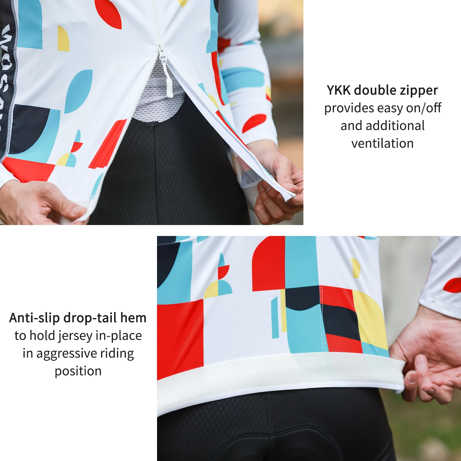 Maillot Cyclisme Homme Manches Longues WOSAWE - Respirant Et Stretch - Taille XL