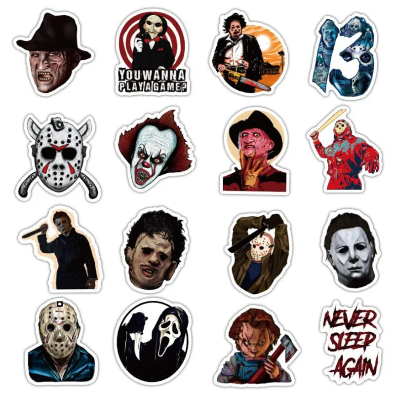 50PCS Black Friday Thriller Horror Character Graffiti Laptop Luggage Skateboard Guitar Waterproof Sticker 6