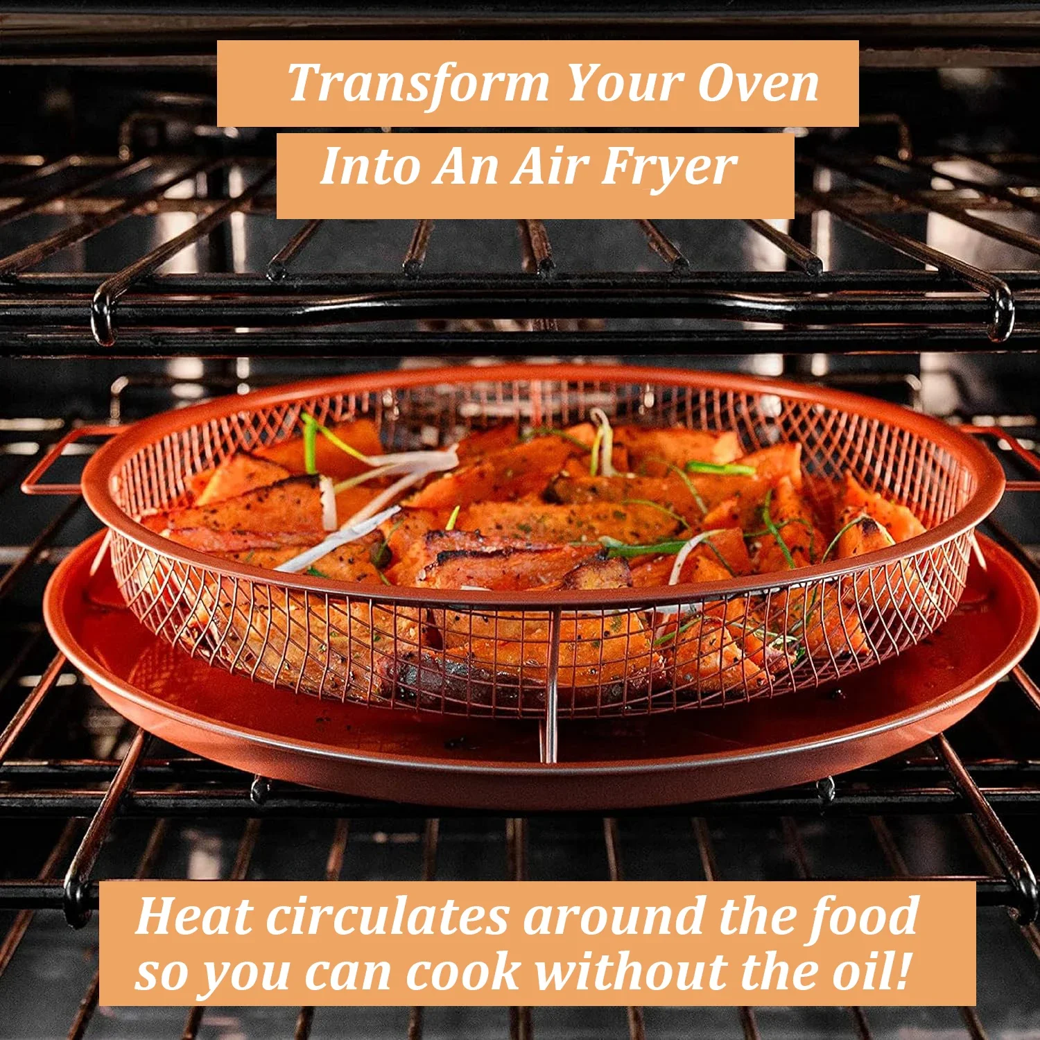 Copper Color Baking Tray, Oil Frying Pan, Stainless Steel, Non-stick Fried Chips Basket, Baking Dish, Grill Mesh Kitchen Tool - Image 4