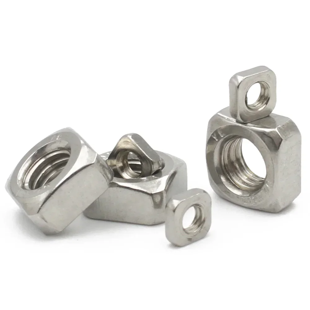 1-50pcs 304 A2-70 Stainless Steel Square Nuts M3 M4 M5 M6 M8 M10 M12 for Screw Bolt Fastener Accessories