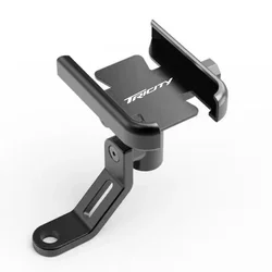 Universal Motorcycle Mobile Phone Holder & GPS Navigation Mounting Bracket for Yamaha Tricity Series (Mirror Type Black)