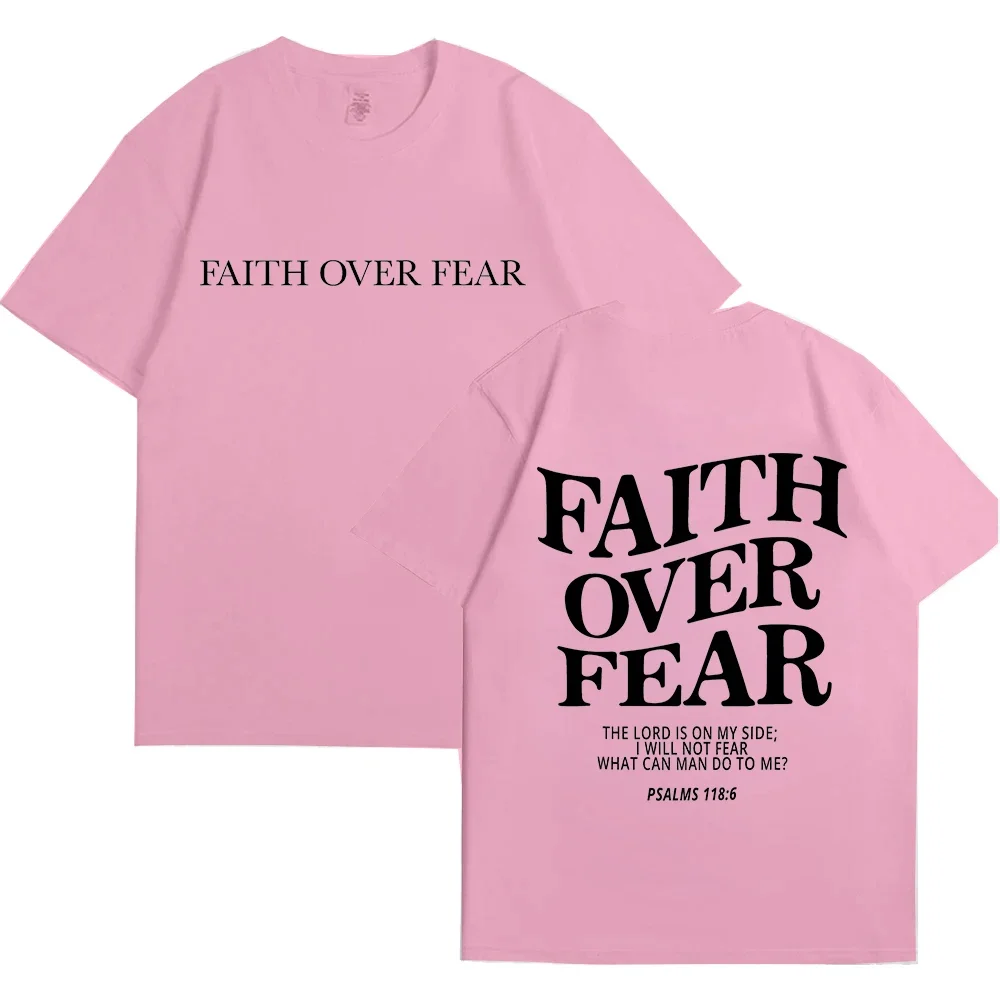 Faith Over Fear Christian Women T-shirts Christian Clothes Jesus Fashion Trendy T-shirts Bible Verse Sportwear Aesthetic Clothes 2
