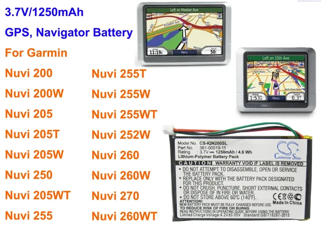 Gentagen Forvirre Personlig Cameron Sino 1250mah Battery For Garmin Nuvi 200,  200w,205,205t,205w,205wt,250,252w,255, 255t, 255w, 255wt,260, 260w, 260wt,  270 - Digital Batteries - AliExpress