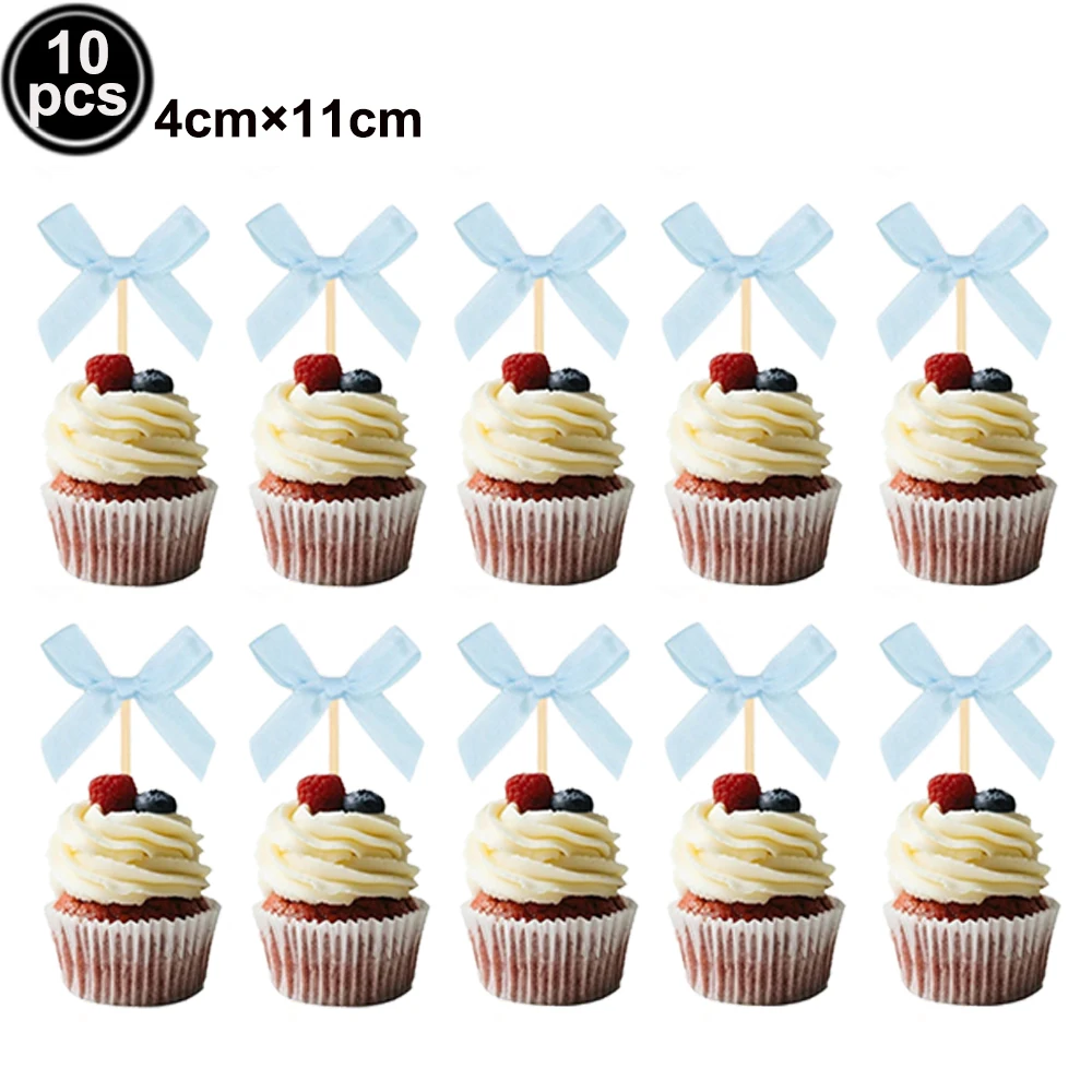 Blue Bow Themed Birthday Party Decoration Set - Balloons, Banner, Garland, & Cake Toppers