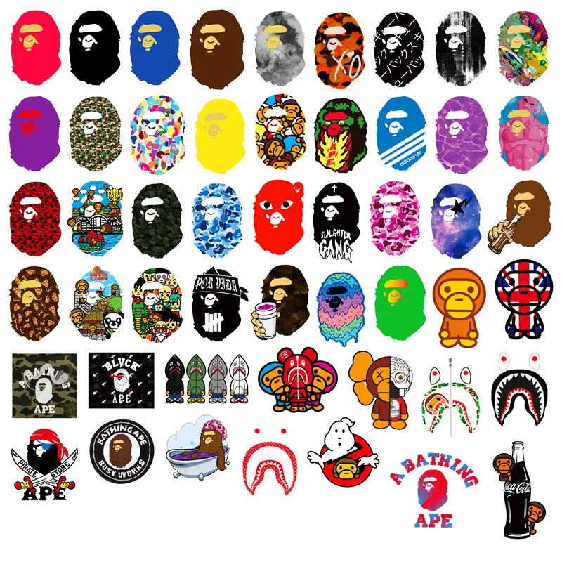 Наклейки Bape с популярным логотипом 50 шт. наклейки граффити для самостоятельного