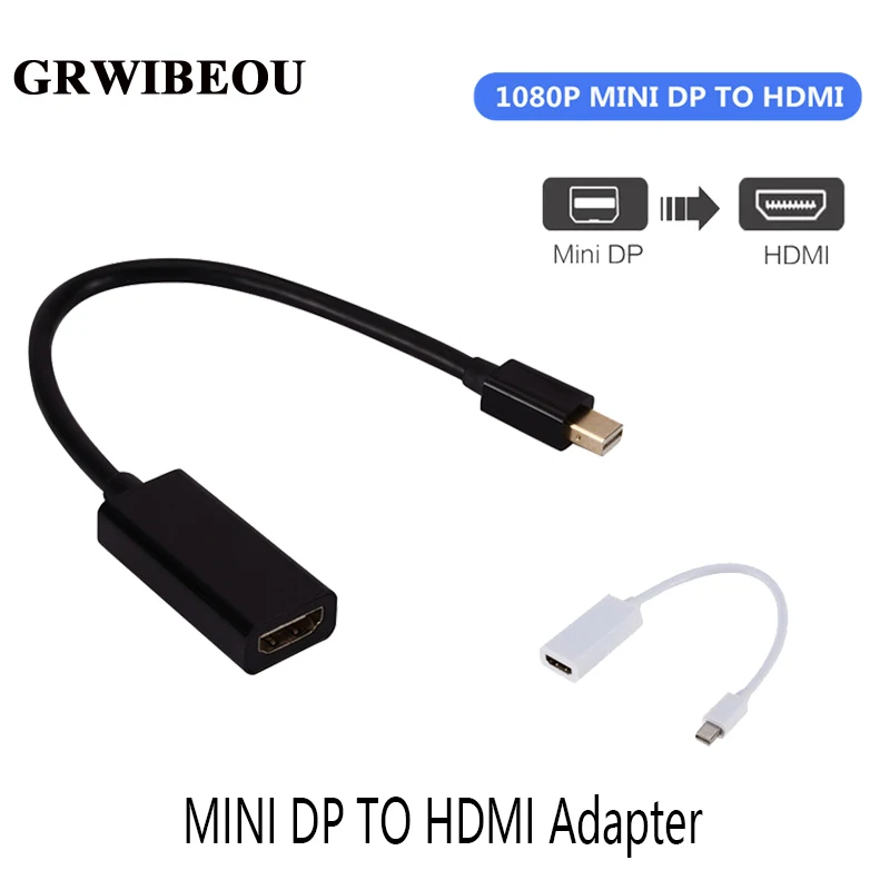 

GRWIBEOU Mini Display Port DP Male to HDMI-compatible Female Adapter Converter Cable For Apple Mac Macbook Pro Air Laptop