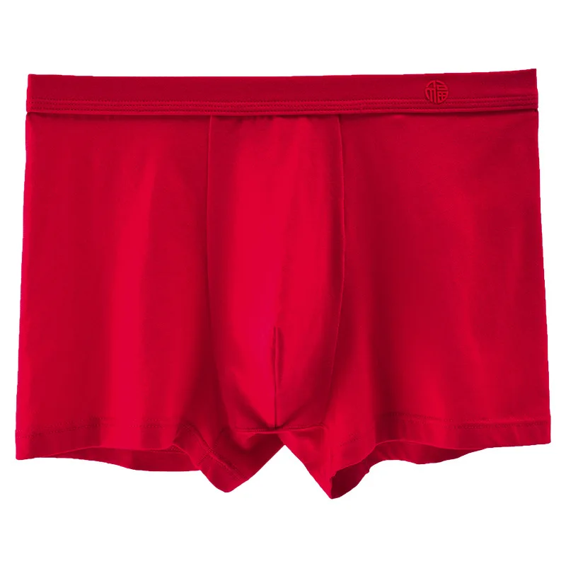 Men's underwear red cotton breathable boxer shorts 3PCS