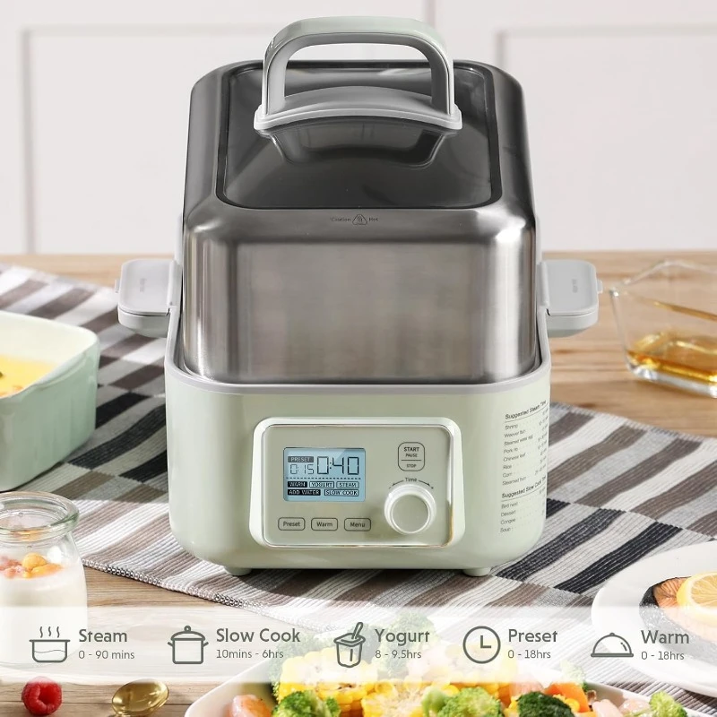 Hot Selling Electric Food Steamer One-touch Vegetable Steamer Digital Multi-function Steamer Stainless Steel Timing Function 4
