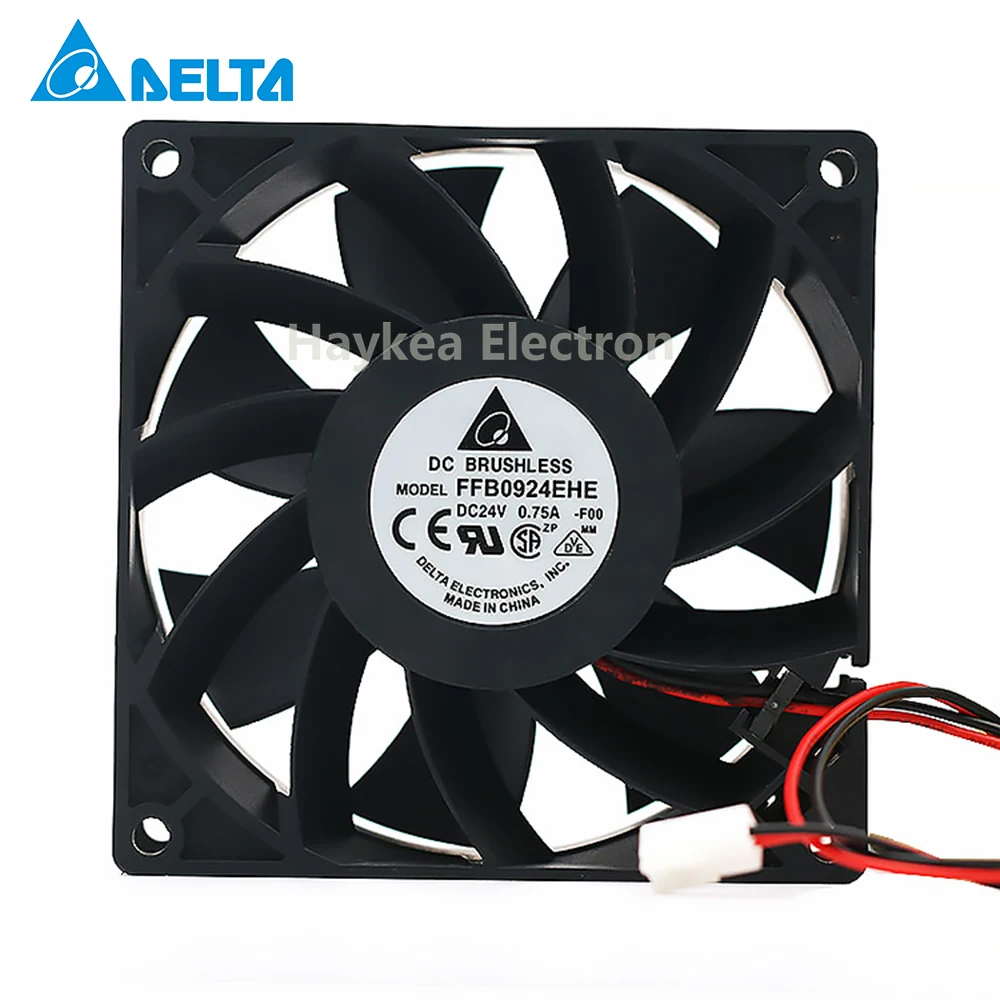 델타 FFB0924EHE 용 9238 90mm 92mm DC 24V 0.75A 2 선식 서버 인버터 냉각 팬 케이스 축 방향