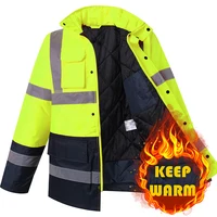 Reflective Winter Jacket Men High Visibility Hi Vis Workwear Jacket Waterproof Windproof Safety Construction Worker Clothes Men 2