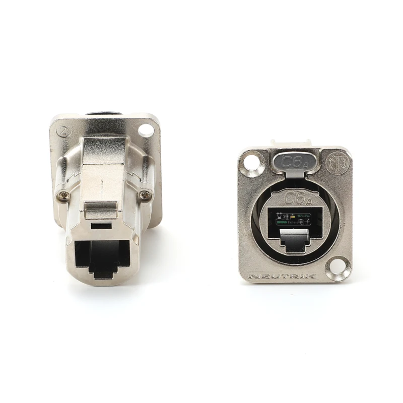 NEUTRIK 이더콘 D 모양 CAT6A 패널 기본 네트워크 암 섀시 커넥터 NE8FDX-Y6-W 방수 IP65 PoE ++ acc. IEEE 802.3bt