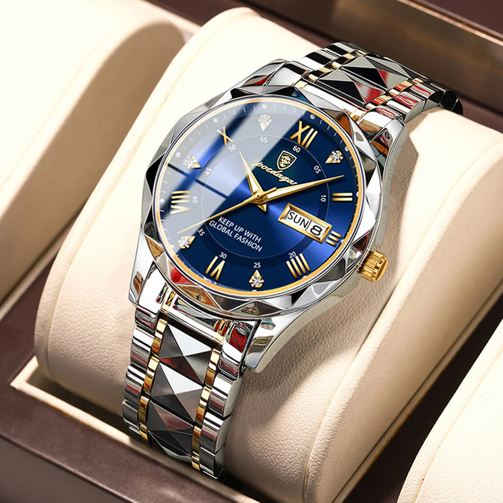 Montre-Bracelet en acier doré pour hommes, marque de luxe, grande taille, à Quartz, à la mode, rectangulaire, nouvelle collection / Montres pour hommes