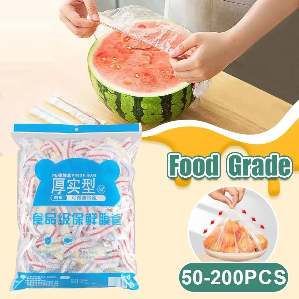 Food Cover 50/100/200pcs Disposable Food Grade Fresh-keeping Plastic Bags Vegetable Fruit Bowl Cover Kitchen Storage Accessories