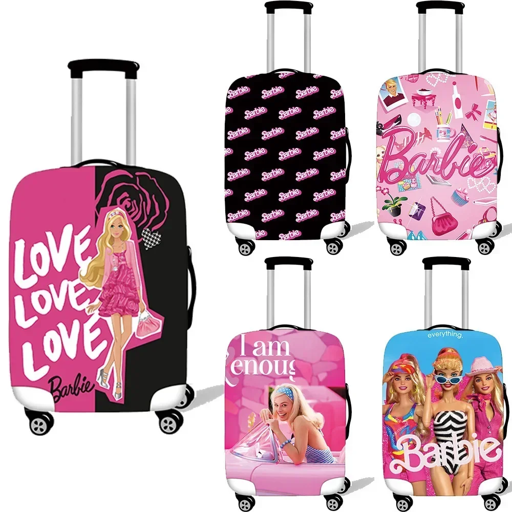 

MINISO Disney Barbie Printed Trolley Suitcase Travel Dustproof Elastic Cover 20/24/28 Inch Suitcase Protective Cover Best Gift