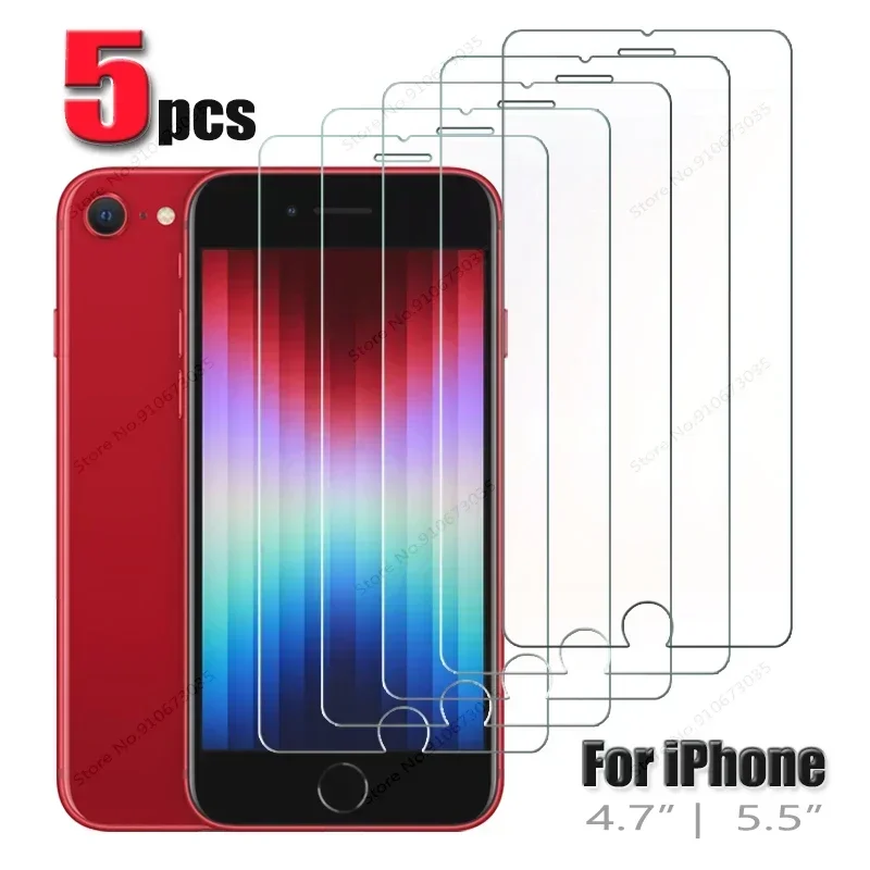 

5 шт. Защитное стекло для iPhone 7 6 Plus 6S 8 Plus SE2 SE 3 2 2020 SE3 Защита экрана для iPhone SE 2022 стекло не полное покрытие