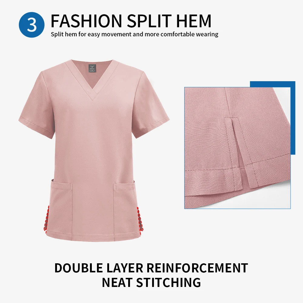 Dentistry Surgical Uniform Pet Grooming Nurse T-shirt Women Dental Hospital Nurse Workwear Medical Scrub Tops Vet Medical Blouse