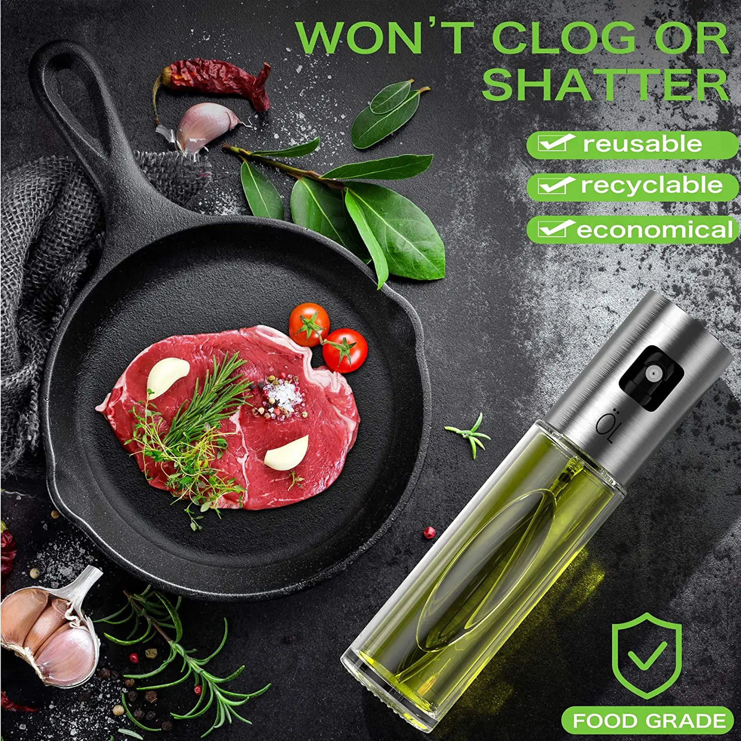 Glass Olive Oil Spray Bottle BBQ Cooking Baking Oil Vinegar Spray Bottles Water Pump Gravy Boats Grill BBQ Sprayer Kitchen Tools