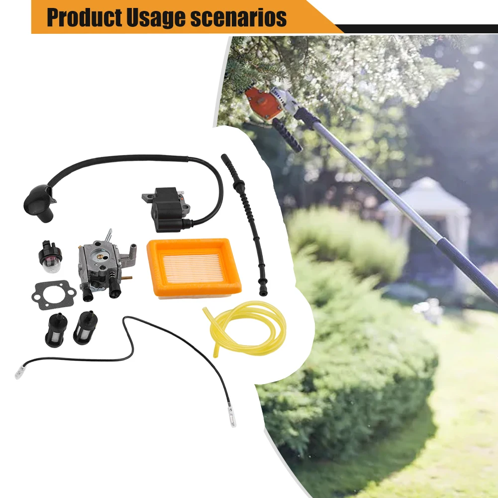 

Trimmer Cutter Spacer Carburetor Kit Oil bubble Yellow Fuel Hose Black Tubing Tools FS120 FS200 FS250 Air Filter