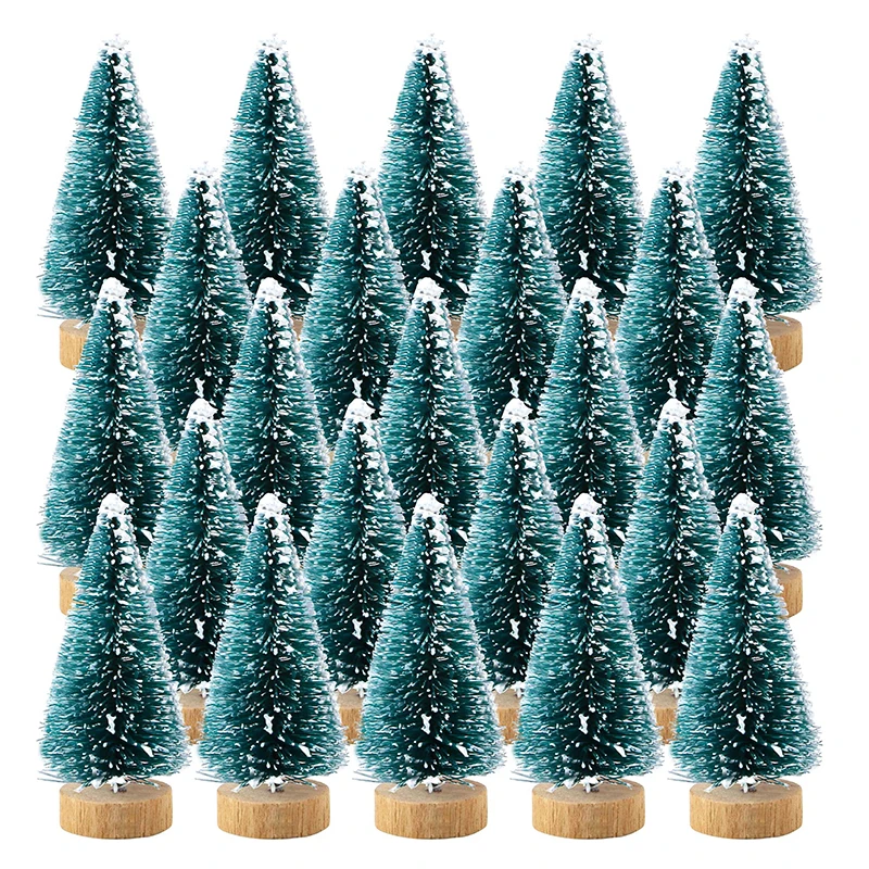 12pcs Mini Christmas Trees Bottle Brush Trees Plastic Winter Snow Ornaments Tabletop Crafting DIY Decoration Christmas Gift christmas tree ornaments mini christmas tree