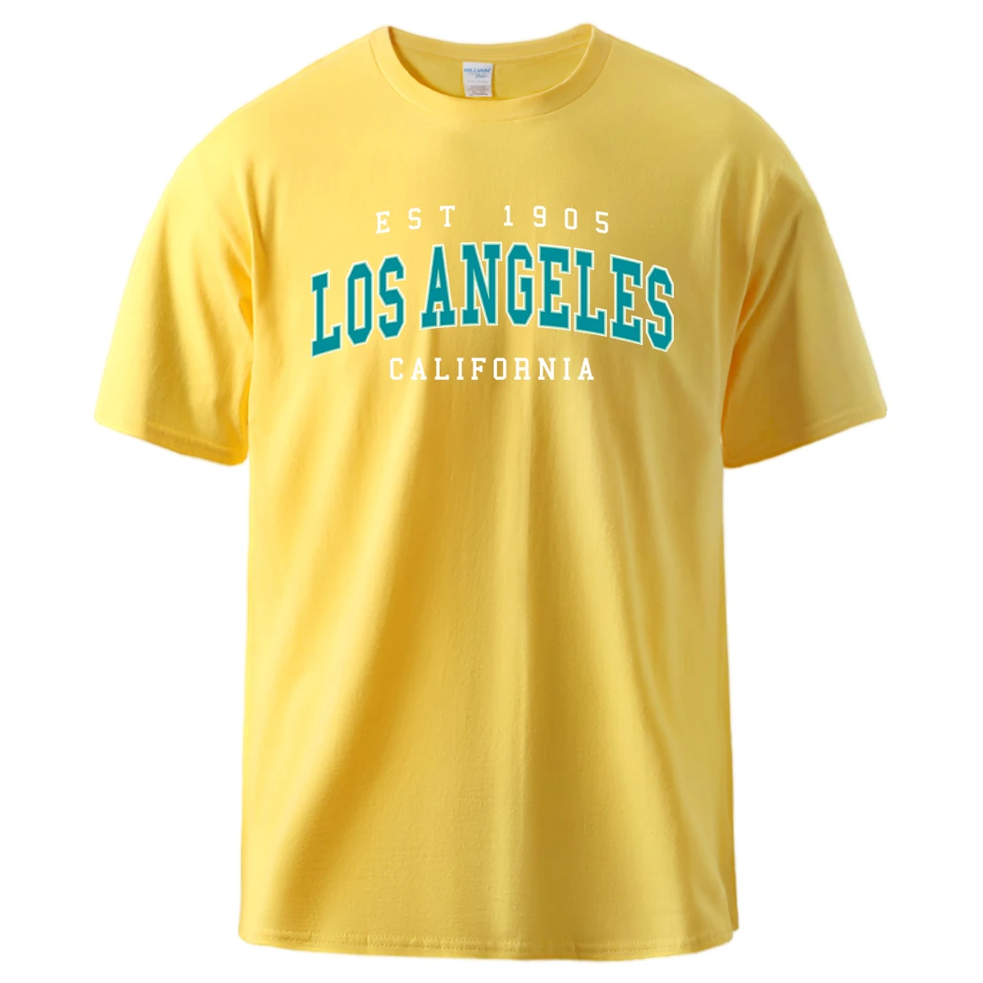 

Est 1905 L0S Angeles California Letter Print Short Sleeve Men Fitness Cotton Tshirts Soft Breathable Top Casual Harajuku T Shirt