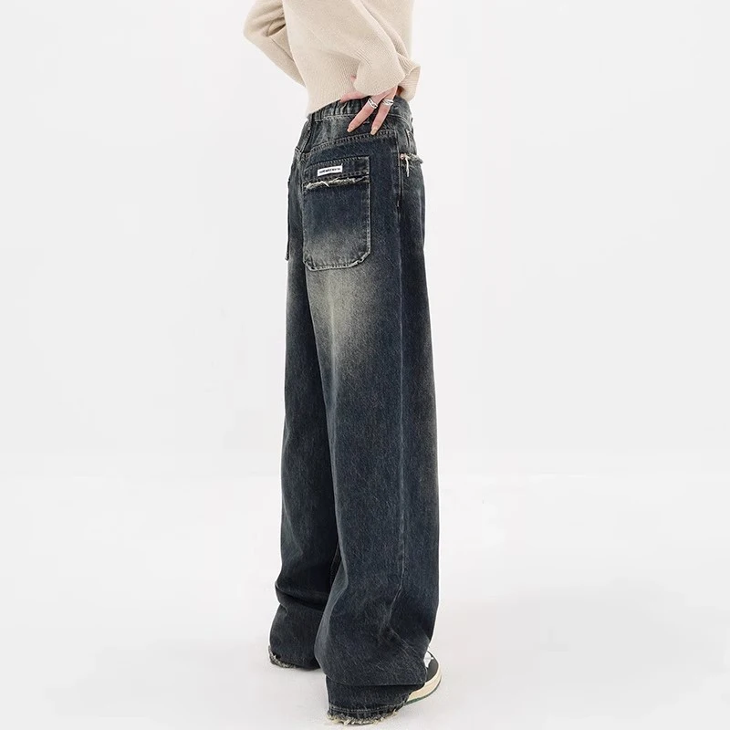 Harajuku Y2K Loose Jeans Women's Streetwear Retro Fashion High Waisted Pants High Street Loose Wide Leg Denim Pants Women 4