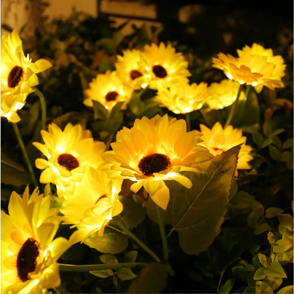 Solar Sunflowers Light Outdoor Waterproof Decoration Lawn Lamp Landscape Light for Home Garden Easy Installation Flower Lights