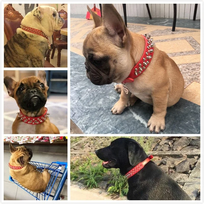 Anti-Bite Spiked Studded Pet Dog Collar PU Leather For Dogs
