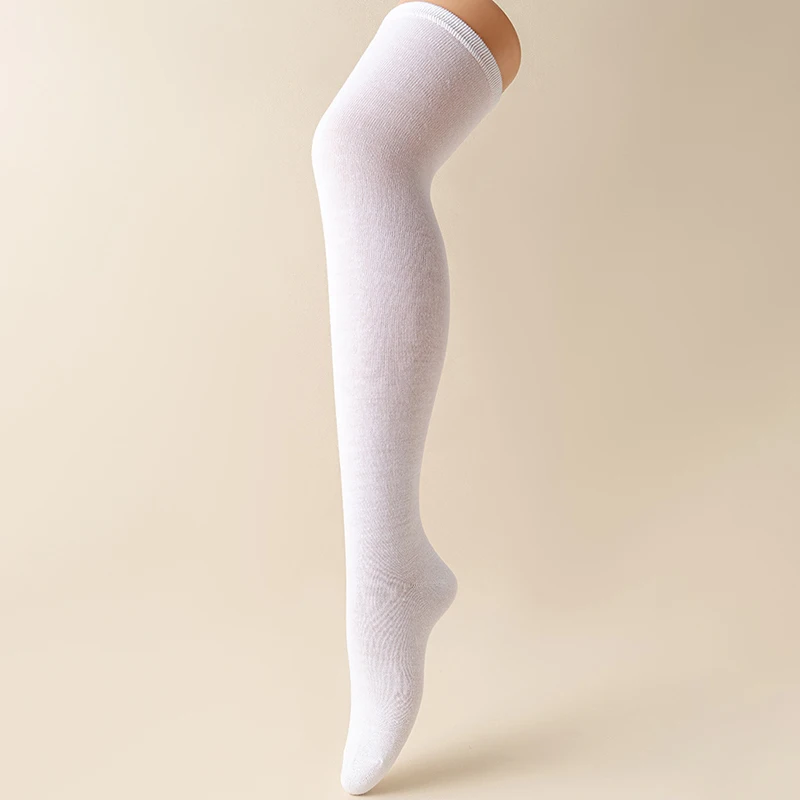 1/4 Paar lange Röhrenstrümpfe für Damen, Oberschenkelhohe Socken, einfarbig, hohe Socken, Overknee-Socken, bequeme Socken – Detail 6