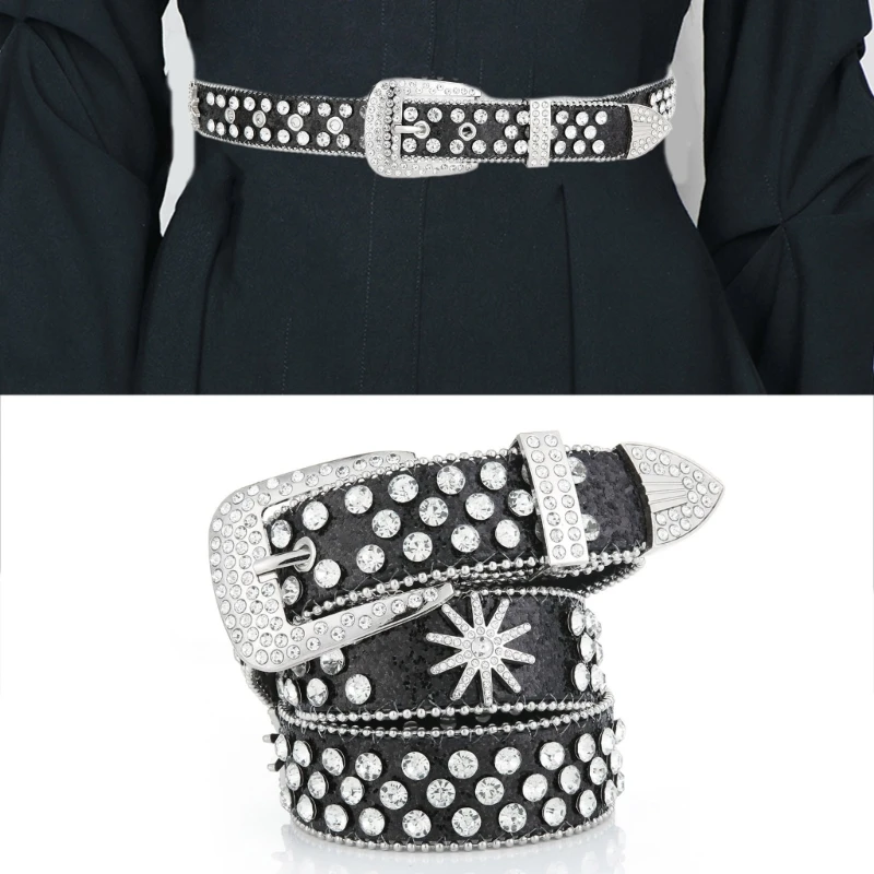 

Nightclub Waist Belt Shinning Full Sequins Belt for Woman Men Jeans Formal Dress
