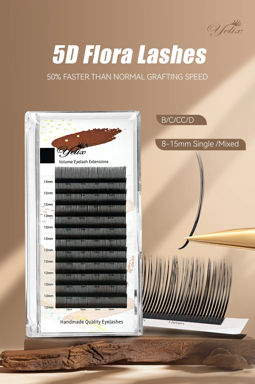 Yelix 5D Flora Lashes Easy Fan Wimpernverlängerung Russland Vorgefertigte Volumen-Spikes-Wimpern 12 Reihen natürliche weiche Wimpern Großhandel – Detail 1