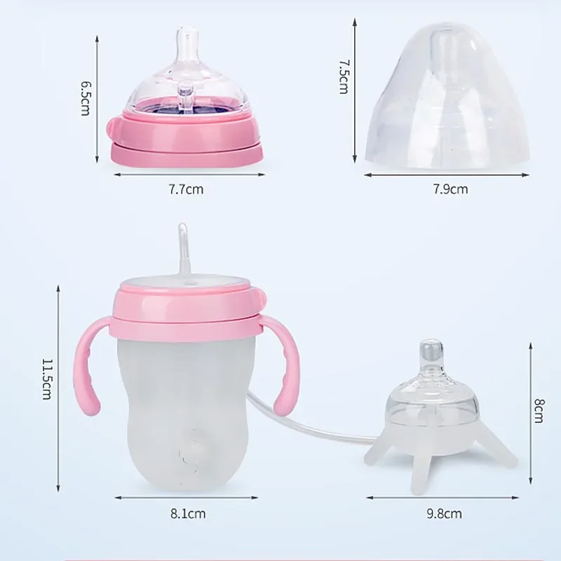 Baby Breastmilk Bottle Wide Neck Soft Silicone Feeding Weaning Milk Container Children Mamadeira Nipple Bottle Newborn Feeding