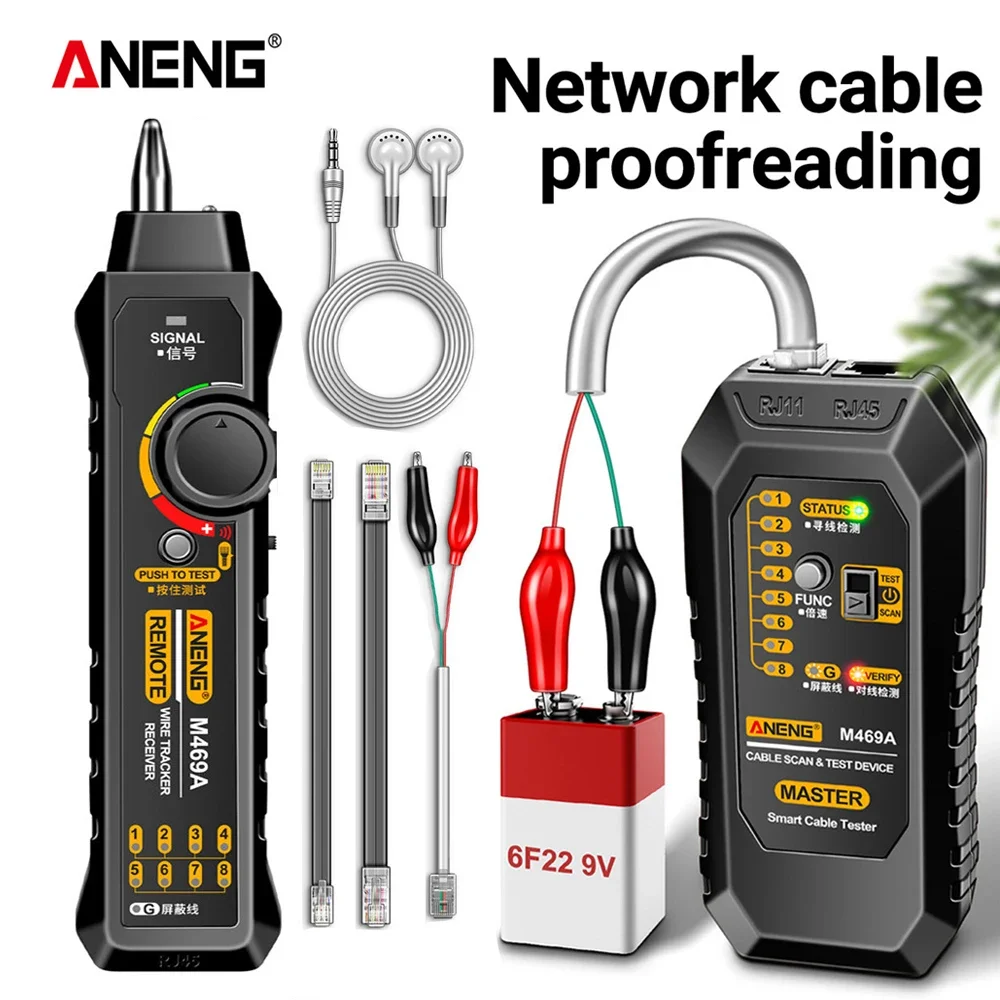 ANENG M469A Smart Network Cable Tester RJ45 RJ11 LAN Cable Tester Finder Wire Tracker Receiver Network Repair Electrical Tool network cable tester
