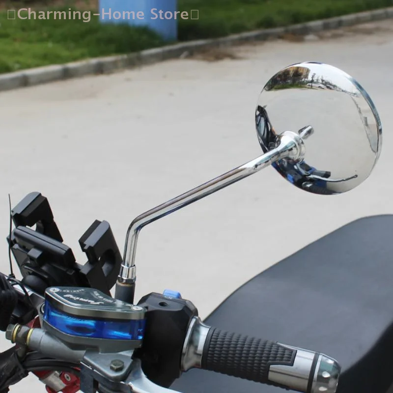 Chrome Motorcycle Side Mirrors - 8mm Universal Rearview