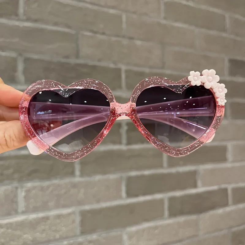 Girls Boys Love Heart Sunglasses Outdoor Sun Protection Children Lovely Flower Vintage Sun Glasses Classic Kids Eyewear UV400