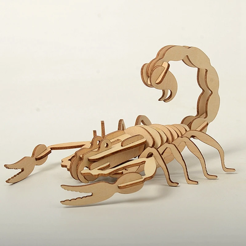 HOT-Assemble Model Wooden Jigsaw Puzzle DIY Model Animal Toy Assembly Gift For Children Adult Teens
